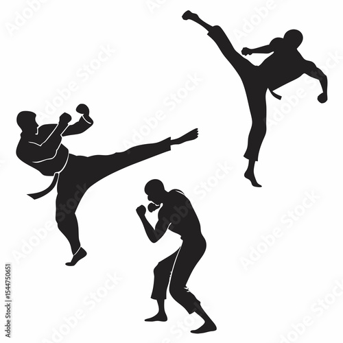 Martial Arts MMA Silhouette Vector Sheet – 3 Dynamic Fighting Poses