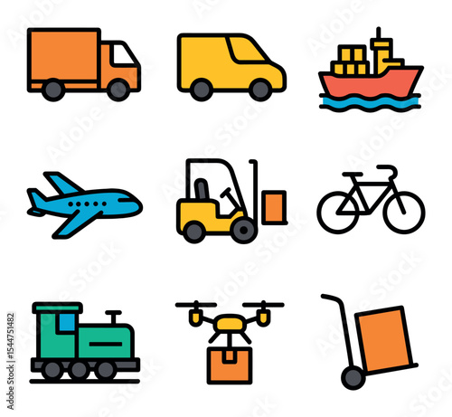 Logistics Vehicles Icons
