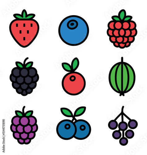 Vibrant Berry Icons