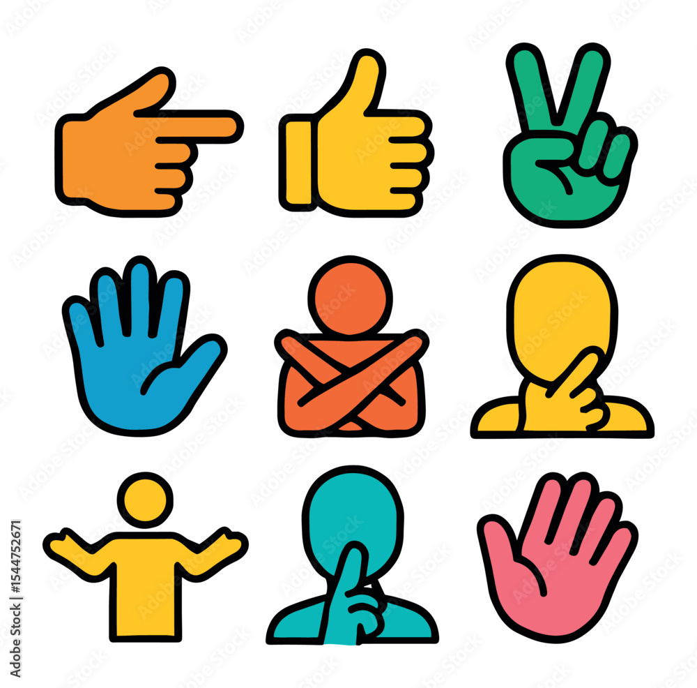 Fototapeta premium Gesture Icon Grid