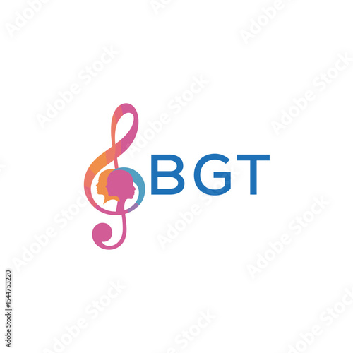 "BGT Music and Arts Logo Design, BGT Later Logo, Abstract Treble Clef with Human Faces"
