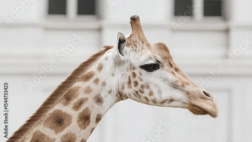 closeup photograph of giraffes neck in zoo emphasizing its elegant features