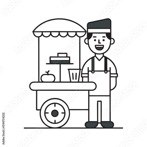 Cuban Sandwich Food Cart Illustration