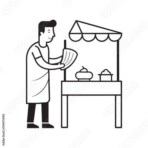 Greek Gyros Wrap Vendor Outline Art