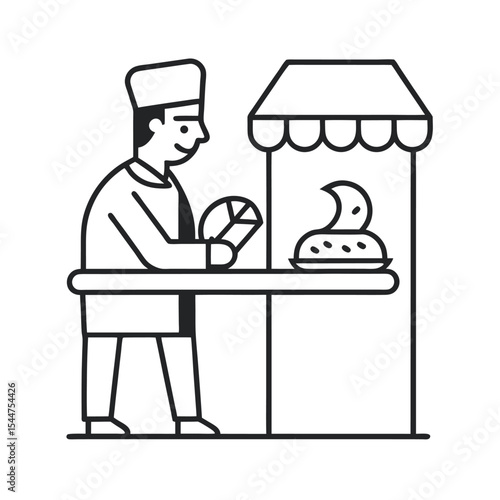 Greek Gyros Food Cart Drawing Illustration