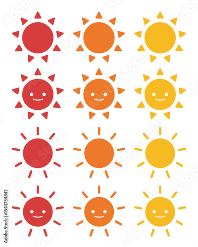 熱中症 夏 太陽 アイコン セット