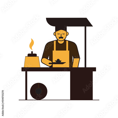 Sri Lankan Kottu Roti Stall Outline