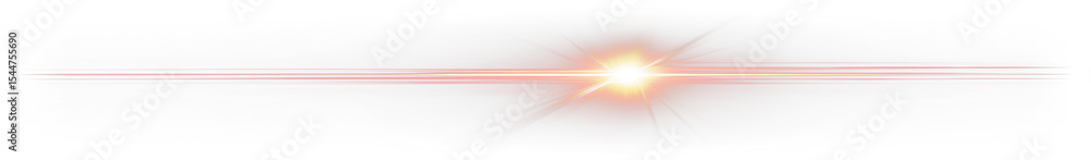 Obraz premium Red light streak, lens flare effect on transparent background.