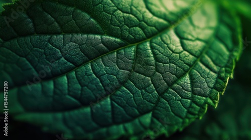 A vivid macro shot of a vibrant green leaf showcasing intricate vein patterns