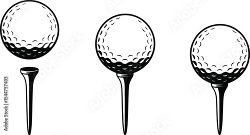 Golf Ball on Tee  High-Quality Vector Illustration of Golf Balls Ready for a Tee Shot
