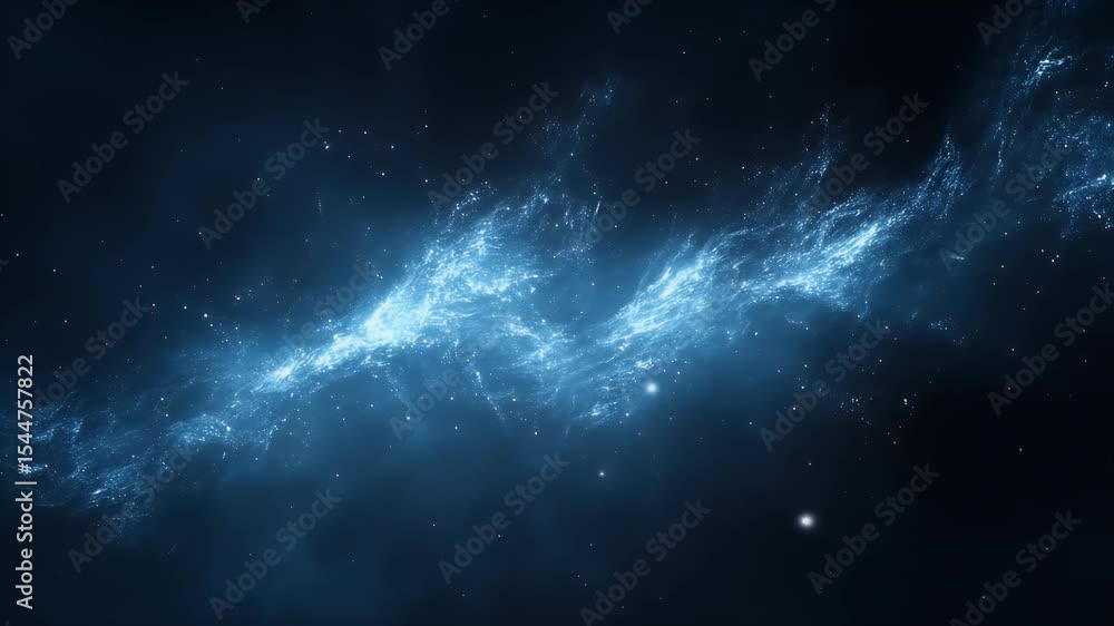 Blue Nebula in Dark Space Background