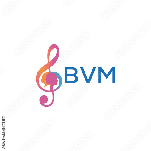  "BVM Music and Arts Logo Design, BVM Later Logo, Abstract Treble Clef with Human Faces"
