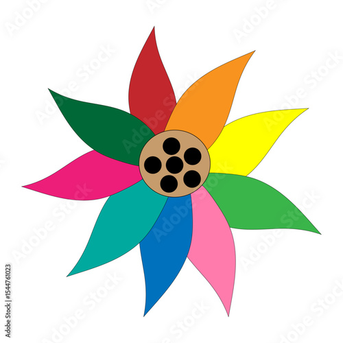 colorful leaf with black circle