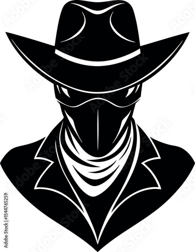 Masked Cowboy Bandit Silhouette