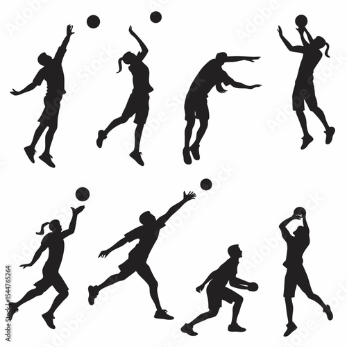 Wallpaper Mural Volleyball Player Silhouettes Collection in Action Poses Torontodigital.ca