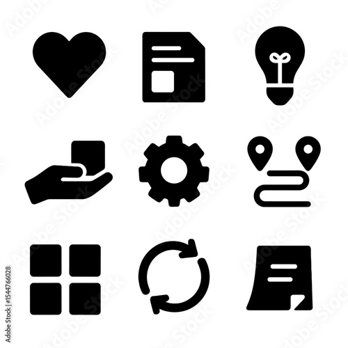 Design Thinking Icons. Solid, filled icons set of design thinking sessions: empathy icon, define card,