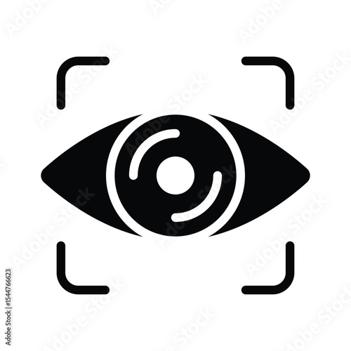 A modern glyph style icon showing eye scan technology