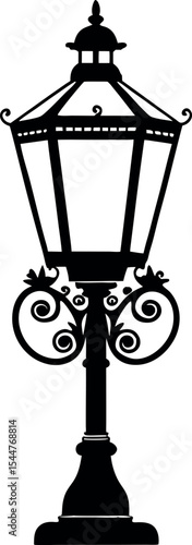 A classic Victorian era street lamp design Vector Silhouette