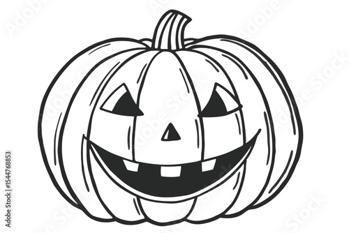 Winking jack o lantern line art clean stroke halloween design for print and web
