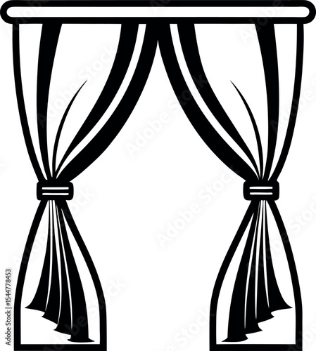 Elegant Curtain Illustration for Interior Design Projects Vector Silhouette