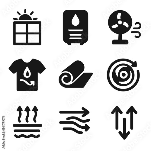 Quick Drying Hacks Icons. 