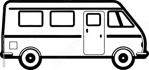 Simple cartoon illustration of a motorhome or camper van Vector  