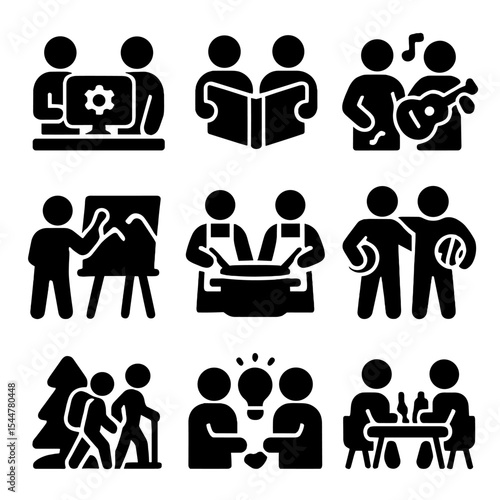 Shared Hobbies Icons. 