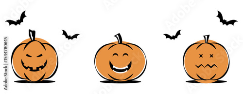 Collection of Pumpkin Expression Illustrations for Your Halloween Party Prep