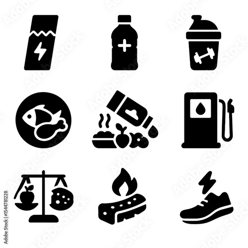Sports Nutrition Icons. 