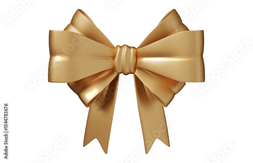 Gold bow realistic design. Isolated gift bows on background. Decorative festive element for Christmas and New Year decoration or birthday party PNG