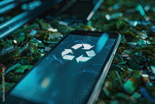 Ultra Hd Visual of Selective Focus on Smartphone Screen with Recycling Sign