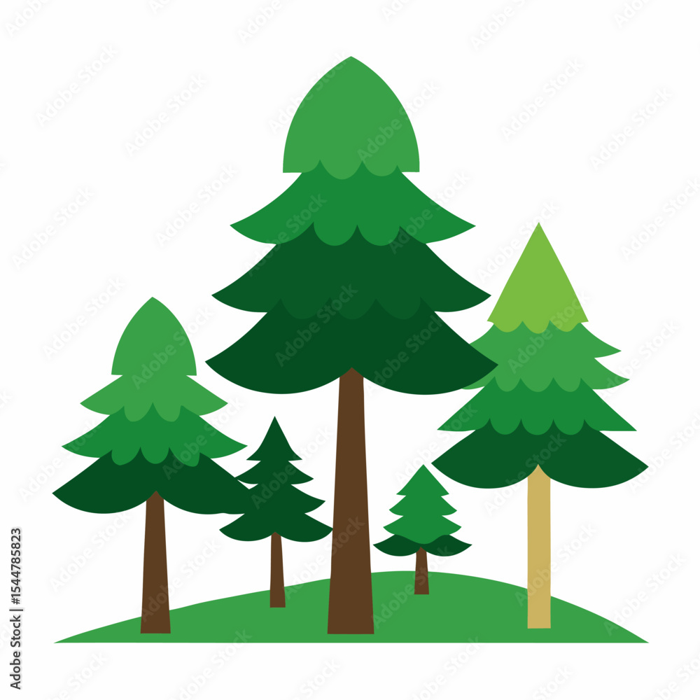 Fototapeta premium Stone pine trees vector icon on white background.