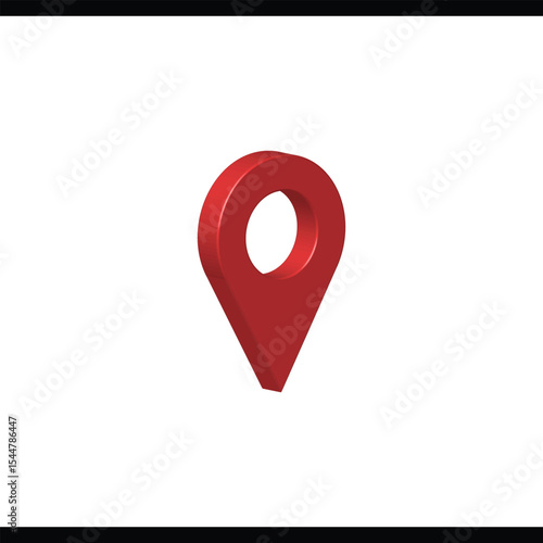 3D Red Location Pin Icon – GPS Map Pointer for Navigation and Direction