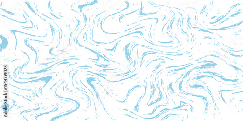 Seamless blue wave pattern with flowing lines and a decorative, watery texture