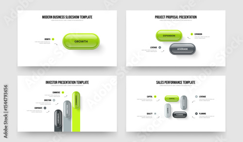 Advertising Innovation One Two Three Four Element Diagram Presentation Template Vector Illustration Collection. Project Strategy 1 2 3 4 Step Infographic Slide Design Bundle.