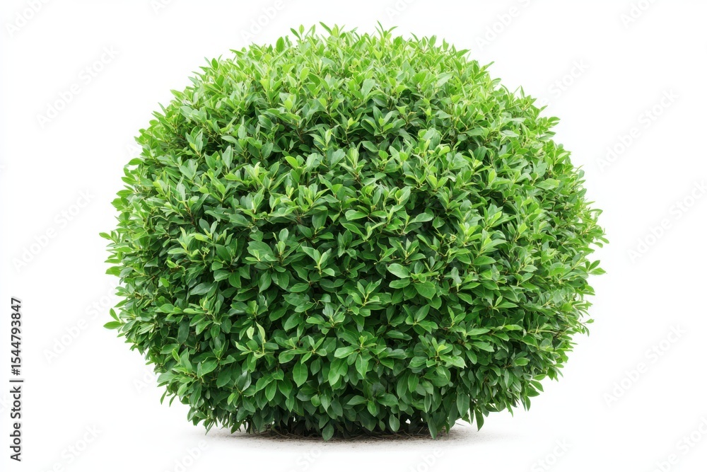 A perfectly pruned lush green bush in a garden displaying symmetry and order on in white background. Generative Ai A perfectly pruned lush green bush in a garden displaying symmetry and order on in white background. Generative Ai