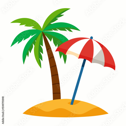tropical beach with umbrella