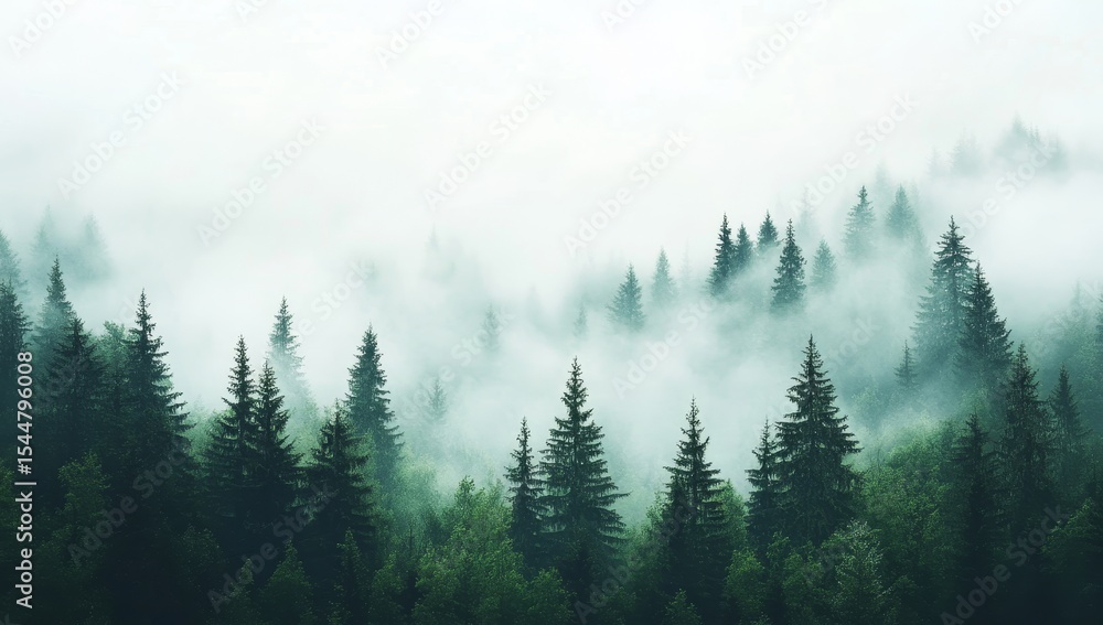 Obraz premium The landscape of PNG features misty forest mountains with pine trees, exemplifying the beauty of nature outdoors