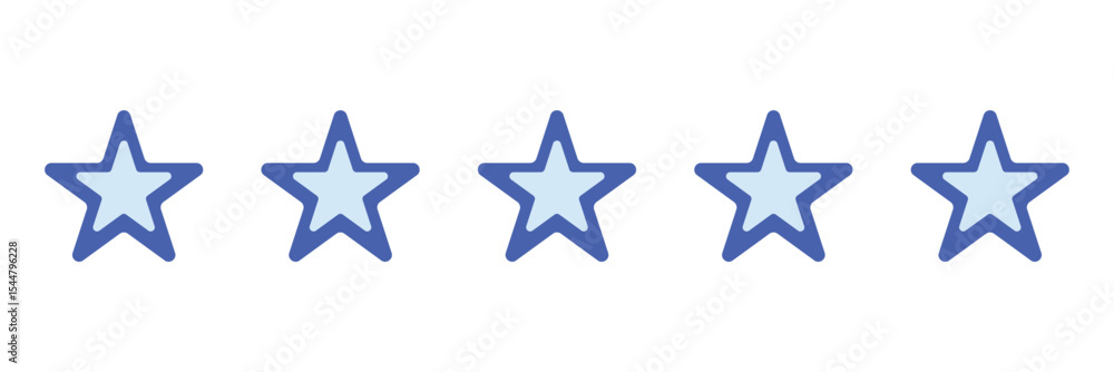 Blue star icon set on a white background. Five stars for product reviews or ratings, apps, and more. Blue star icon logo. Blue star icon set on a white background. Five stars for product reviews or ratings, apps, and more. Blue star icon logo.