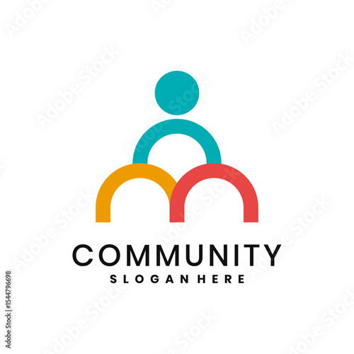 Community logo design with abstract human figures symbolizing unity, diversity and collaboration