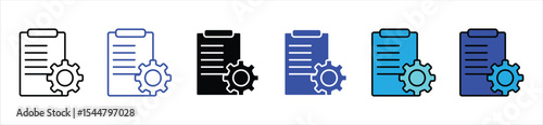Document Settings Icon Set – File with Gear Symbol for Configuration and Management