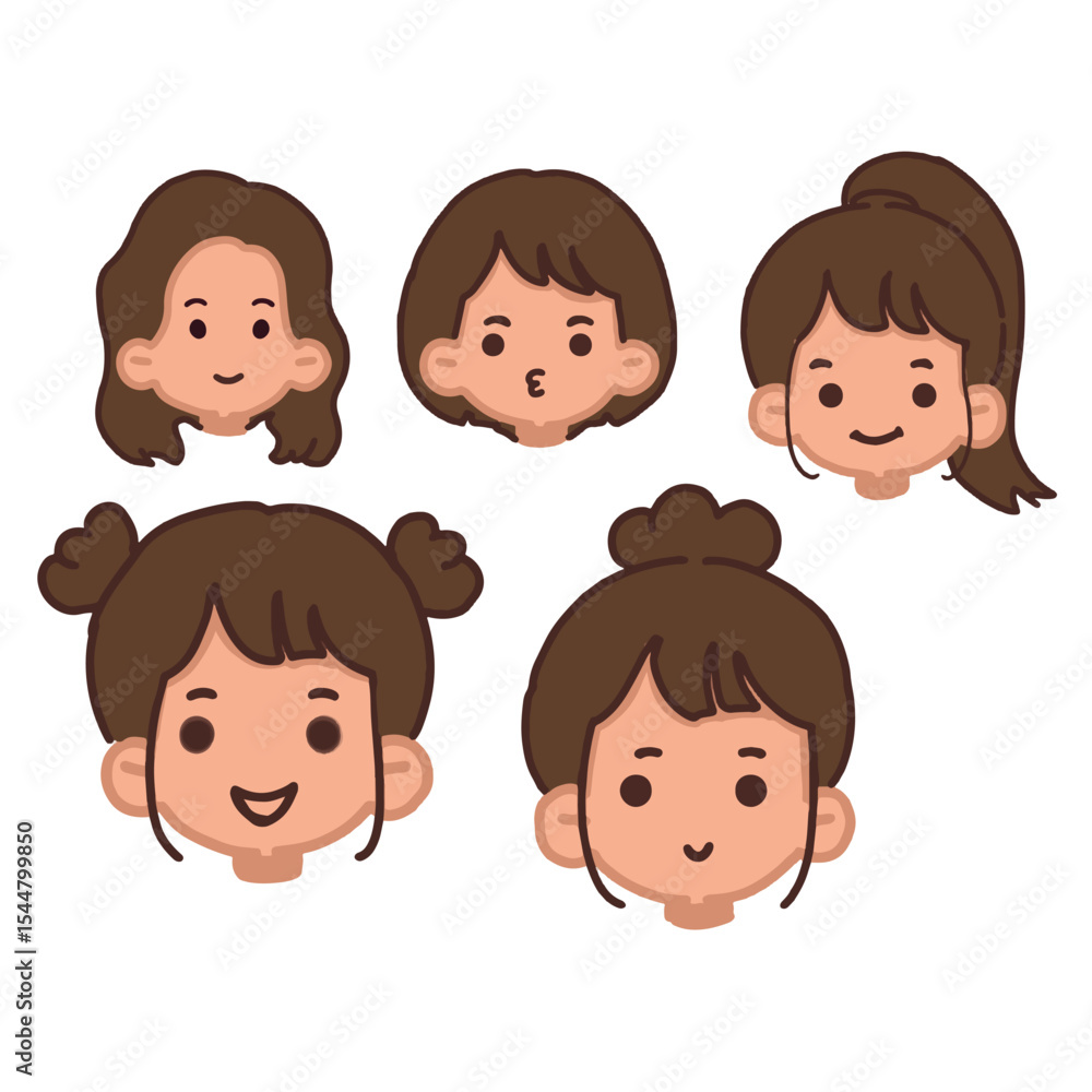 girl faces cute sticker girl faces cute sticker
