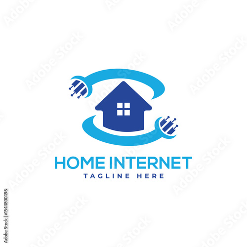 home internet service provider logo design ISP network house fiber optics creative concept