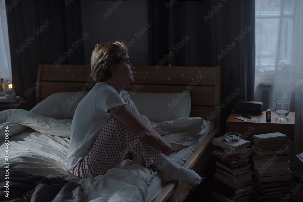 Fototapeta premium Woman with depression loses will to live after traumatic events concept