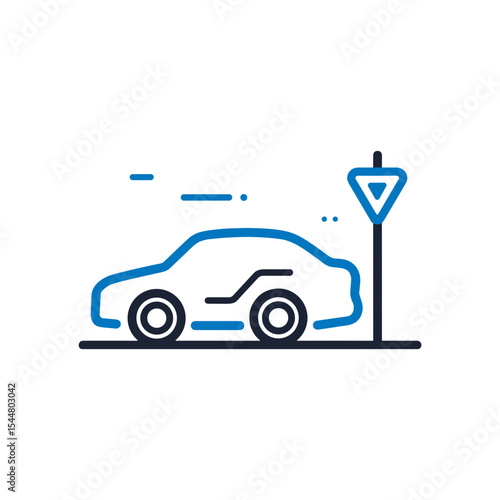 Icon of road vector icon with modern black and blue color scheme  