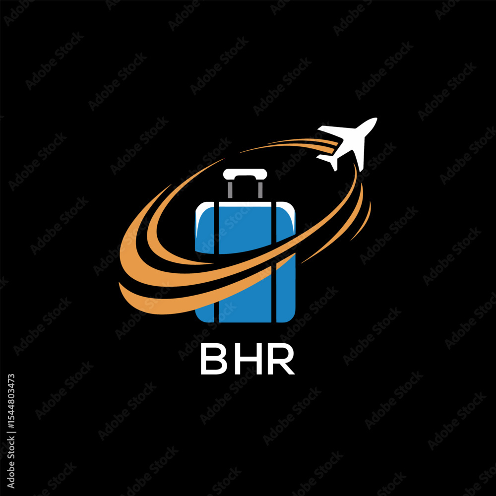 Fototapeta premium Creative Travel Logo Design with Suitcase and Airplane Icon – BHR Travel Brand Concept 