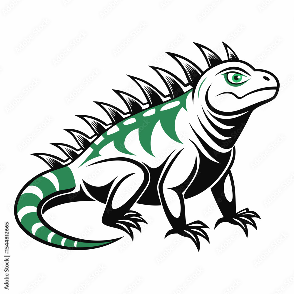 Obraz premium green lizard on a white background