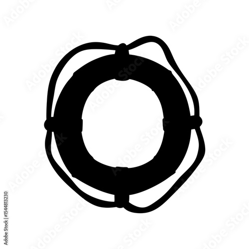 Dramatic silhouette of a life preserver offers safety and support in the water