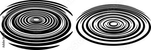 A soft, smooth ripple splash in concentric rings on white background. Wavy aqua black color fond of soft smooth splash spread. 