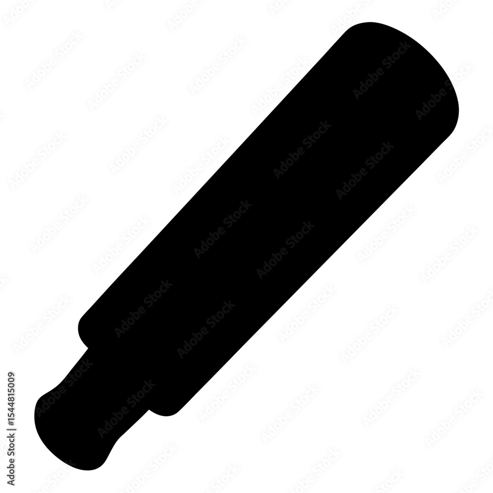 Stylized black silhouette image showing a cylindrical object like a baton Stylized black silhouette image showing a cylindrical object like a baton